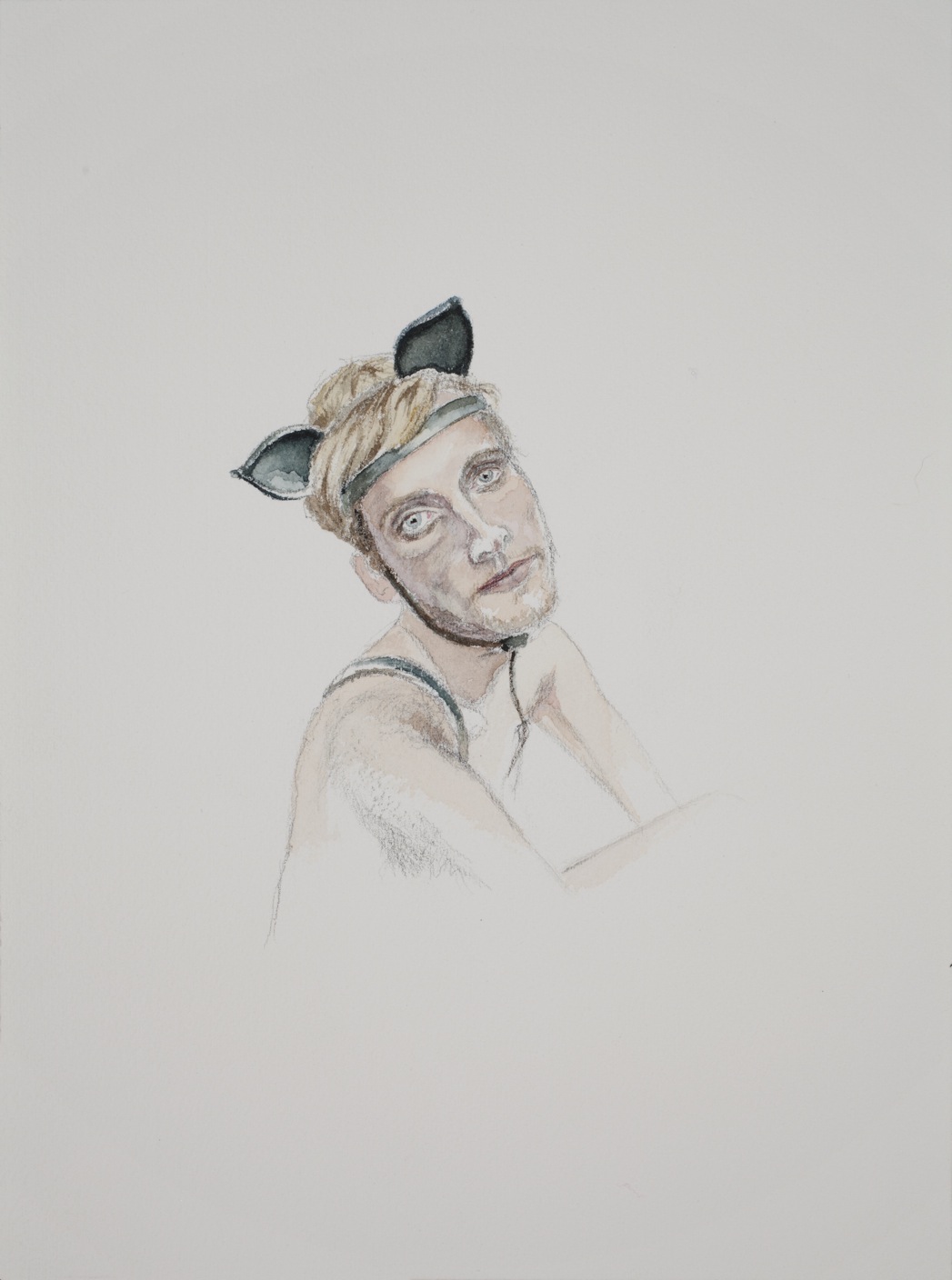 Justin Vivian Bond, *Cat Boy*, 2011. Watercolor and pencil on paper