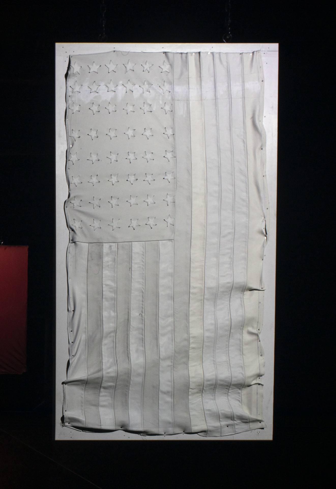 Isaiah Davis, *White American Flag*, 2021, installation view at Participant Inc, New York. Photo: Daniel Kukla. 