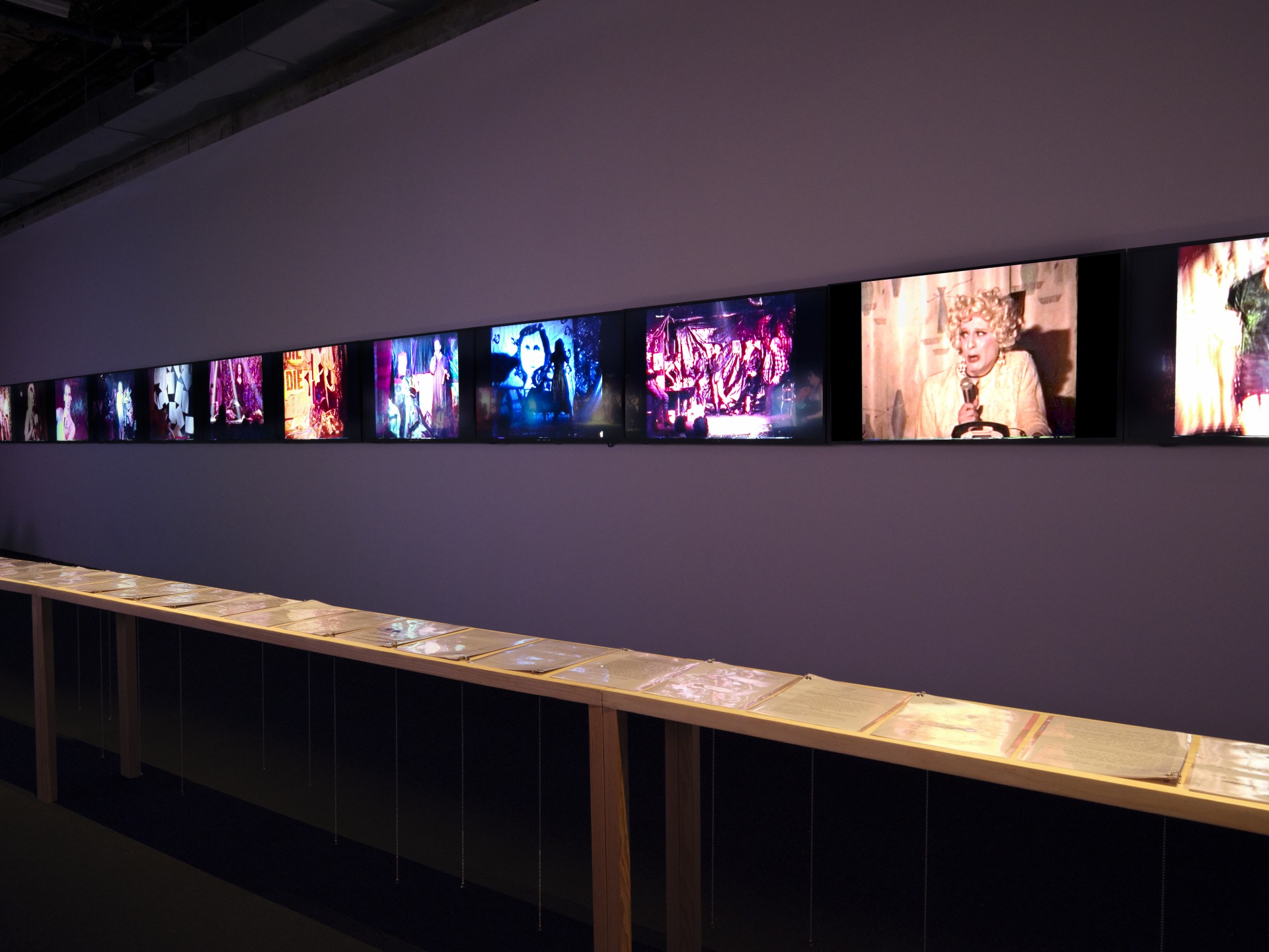 *Blacklips Performance Cult: 13 Ways to Die*, an installation by ANOHNI drawing from the Blacklips Archive, 2022, installation view at Participant Inc, New York. Photo: Daniel Kukla