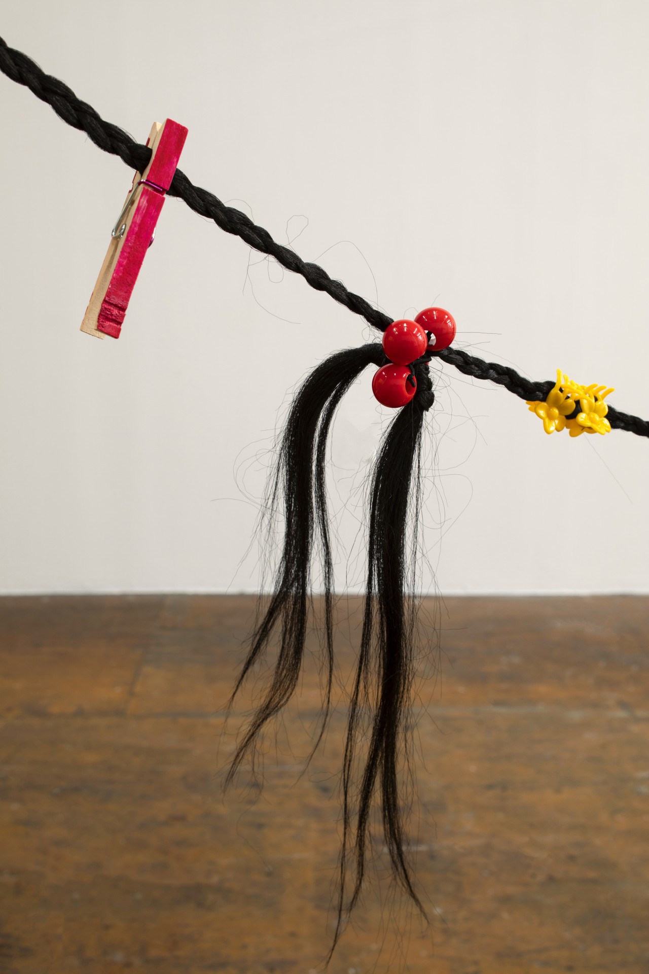*Hair Line Towers: Hang Me Out to Dry*, 2016–18, 2021 (detail), in *Keioui Keijaun Thomas: Hands Up, Ass Out*, curated by Shehab Awad as Executive Care\*, 2021 at Participant Inc, New York. Photo: Daniel Kukla.