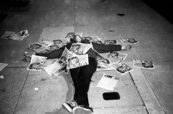 Dash Snow, *Newspapers 1*, 2006, c-print from 35mm, 33 x 49 7/8 inches. © Dash Snow, Courtesy of the Dash Snow Archive, NYC