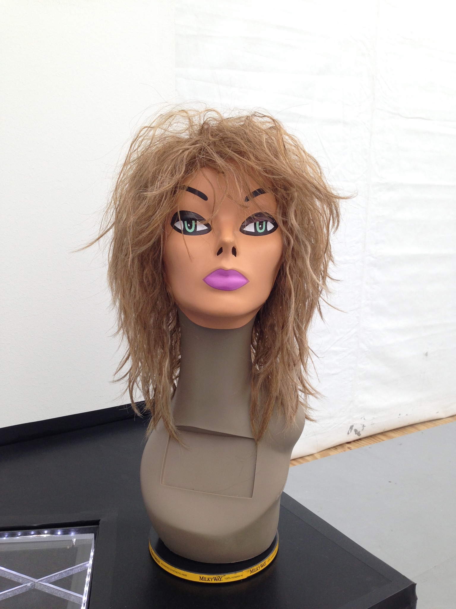 Narcissister, *Bust 2 (White Mask)*, 2015. Plastic mask, fiberglass wig form, wig