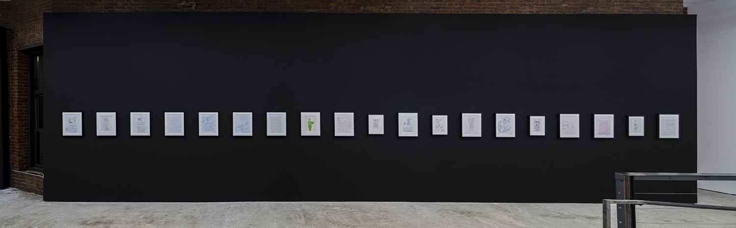 Chloe Dzublio, *The Prince George Drawings*, curated by Alex Fleming and Nia Nottage, installation view at Participant Inc, NYC. Photos by Studio Kukla