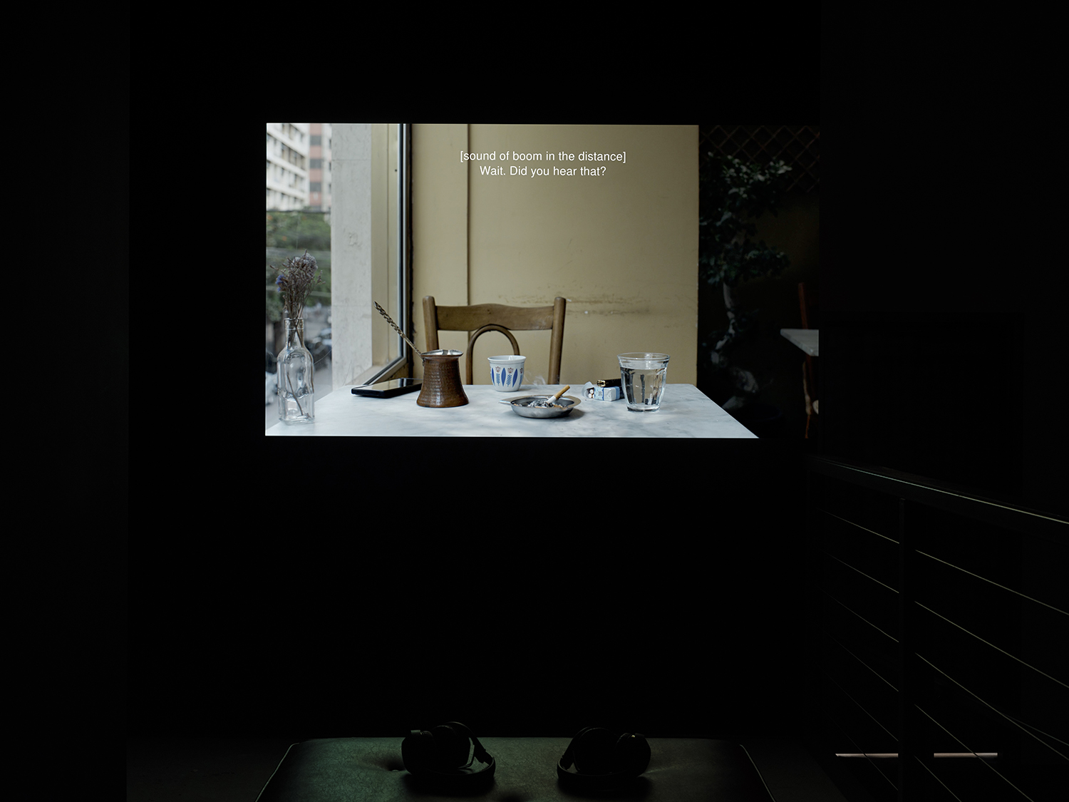 Elisabeth Subrin, <em>The Listening Takes / Manal Issa, 2024</em>, 2024, installation view; pictured <em>Manal Issa, 2024</em>, 10:00 minutes, HD video, sound, Photo: Daniel Kukla