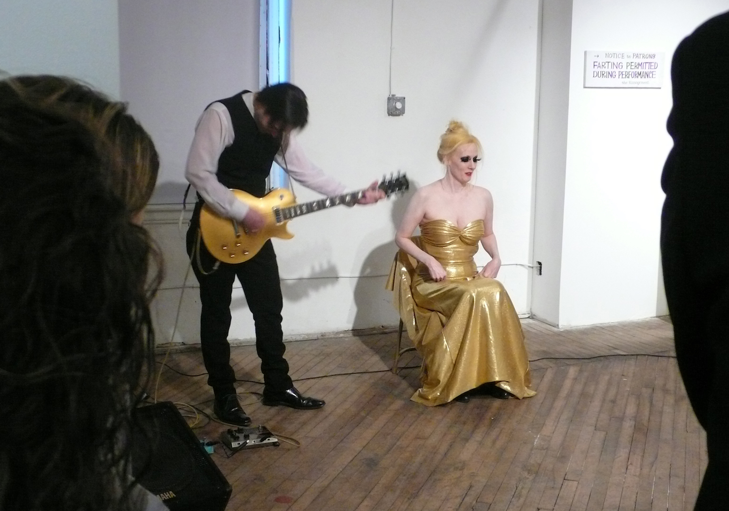 Beaut performing *Take my Hand,* Vox Populi Philadelphia, 2010, gown by GGrippo. Photo courtesy of James Johnson