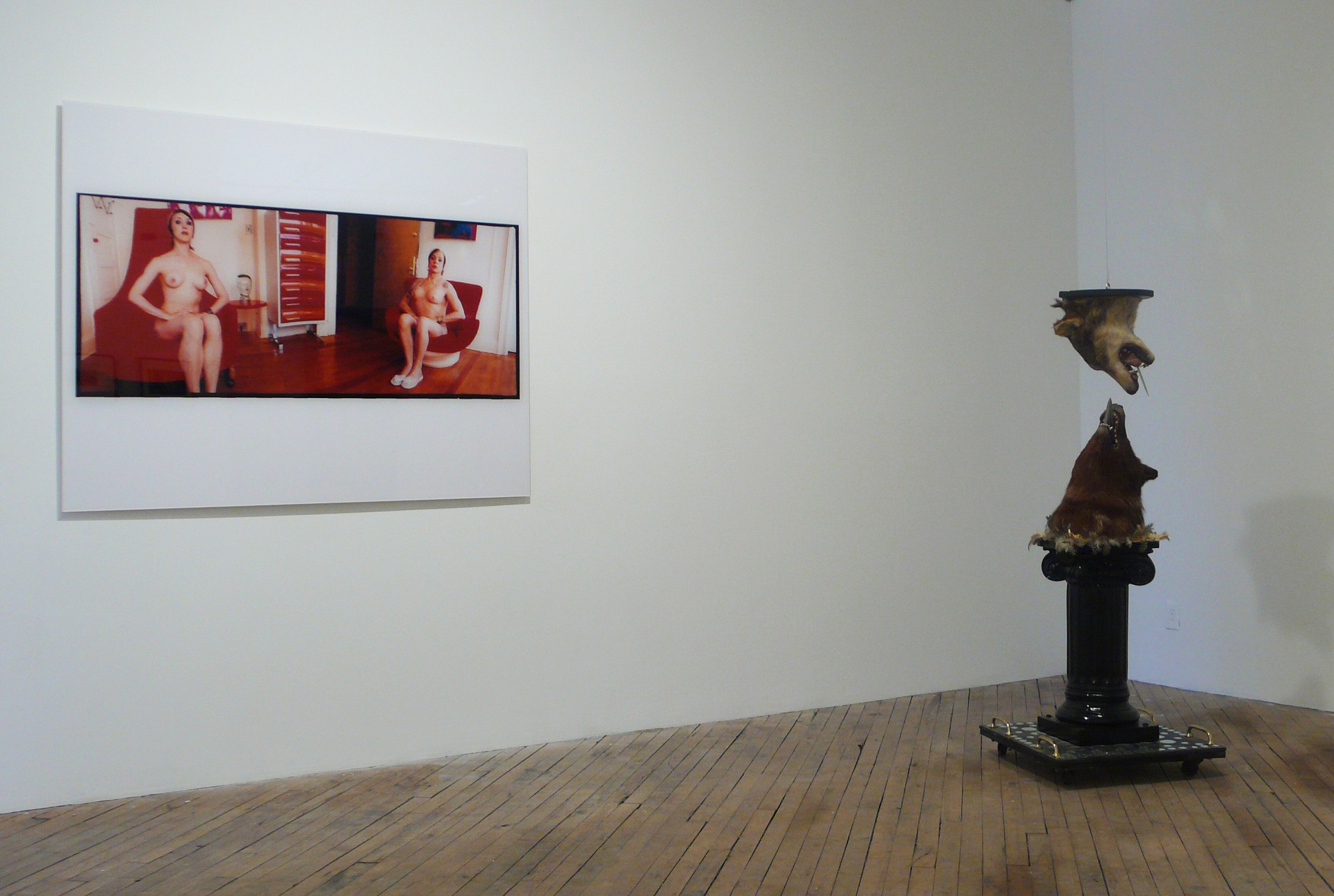 *Dead Flowers*. Installation View.

Genesis Breyer P-Orridge, Red Chair Posed, 2008. C-print mounted on plexi-glass.

*T**ongue Kiss*, 2003. Mixed media