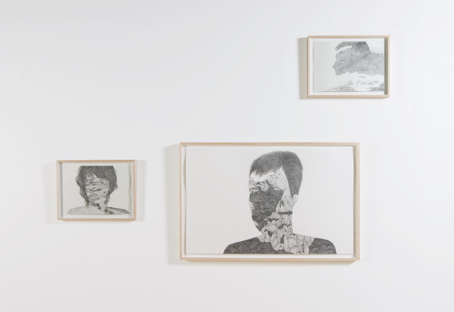 Maria Finn, *Eclipsed Landscape III*, 2008. Drawing. 

*Eclipsed Landscape I & II, 2007*. Two Drawings. Installation View